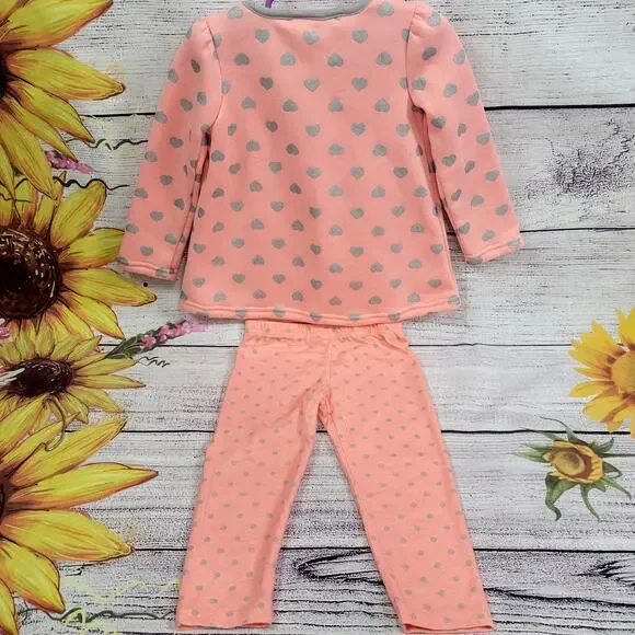 Nannette Sweatshirt / Leggings 2pc. Set Pink and Gray Toddler Size 3T